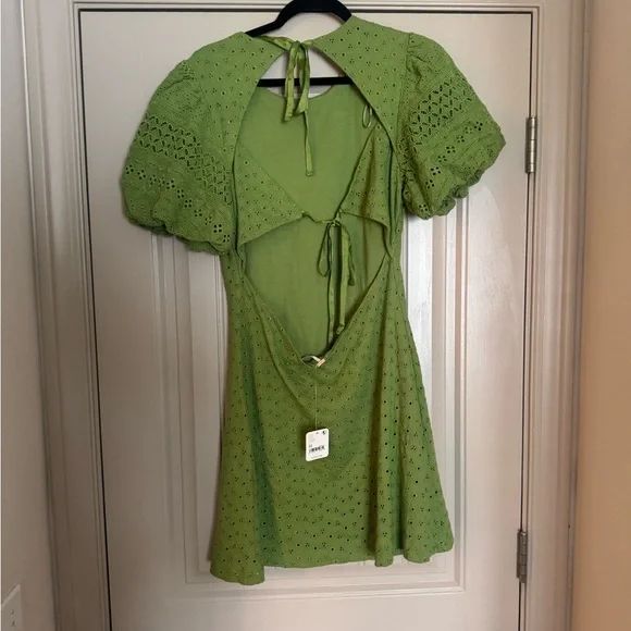 Free People Green Puff Sleeve Sundress - Picture 2 of 4